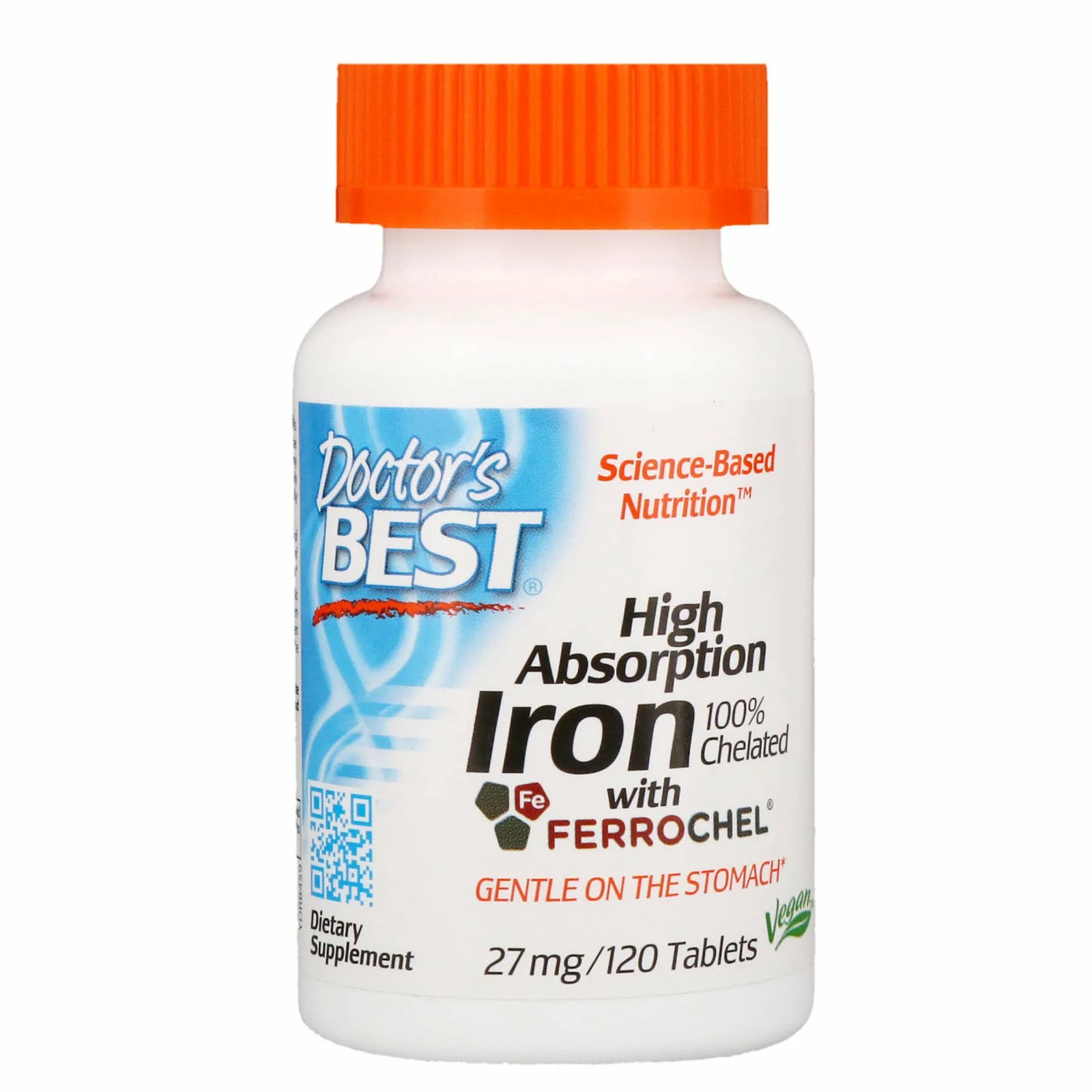 Doctor's Best Iron Ferrochel (železo bisglycinát) 27 mg, 120 tablet