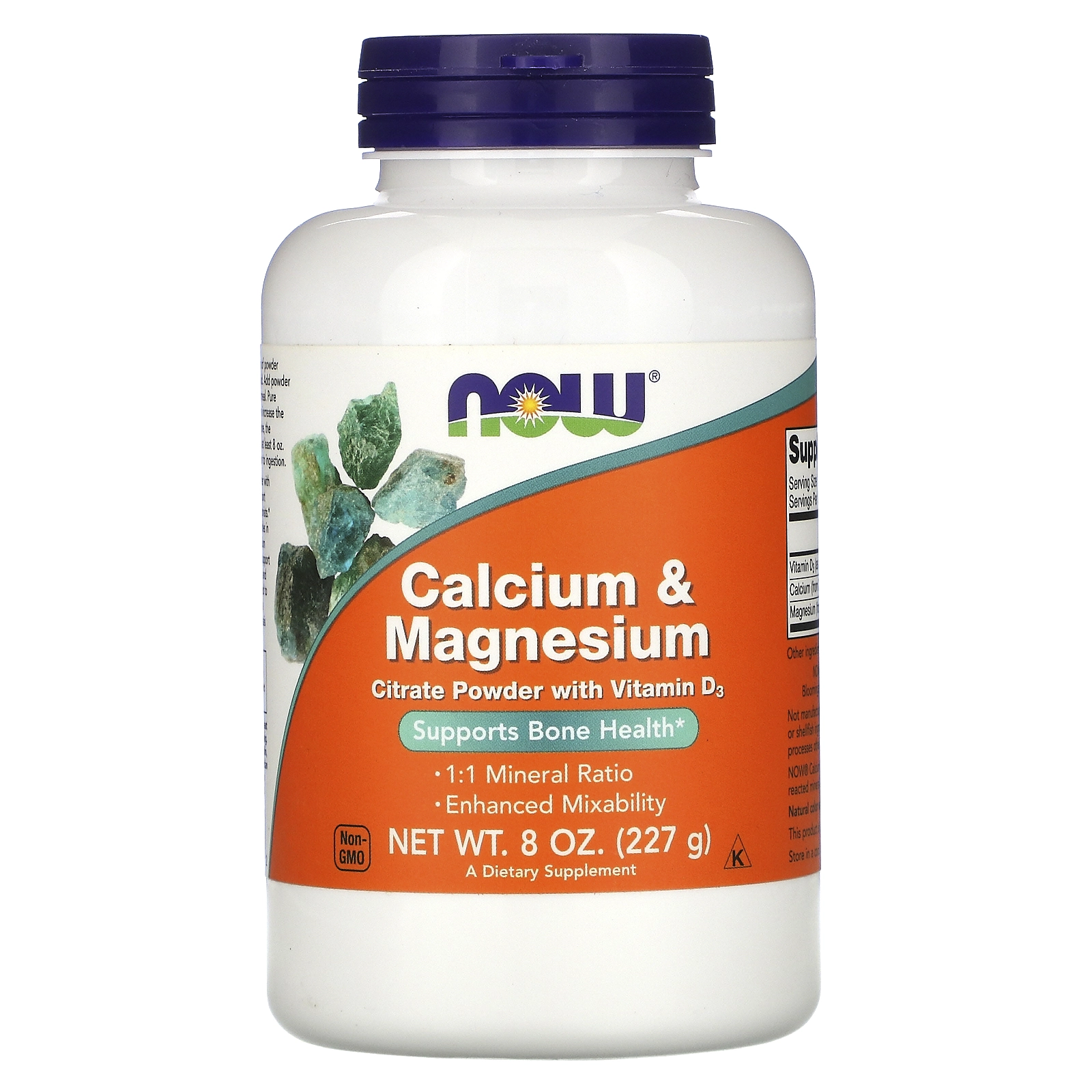 Now Foods Now Calcium Magnesium citrát plus Vitamin D3, prášek, 227 g