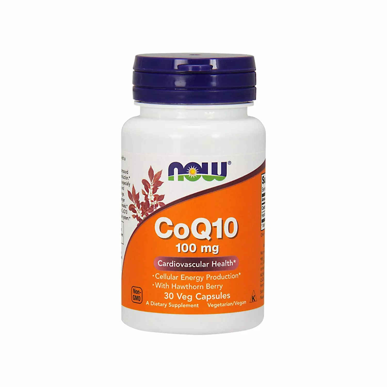 Now Foods Koenzym Q10 100 mg + Hawthorn Berry, 30 rostlinných kapslí