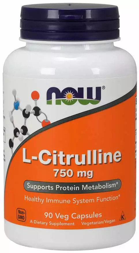 Now Foods L-Citrulin 750 mg, 90 rostlinných kapslí