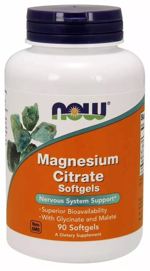 Now Foods Magnesium Citrate (glycinát, citrát, malát), 90 softgel kapslí