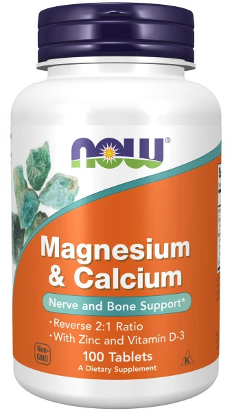 Now Foods Magnesium & Calcium, Vitamin D3 + Zinek, 100 tablet