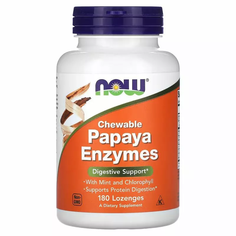 Now Foods NOW Papaya enzyme, 180 žvýkacích pastilek