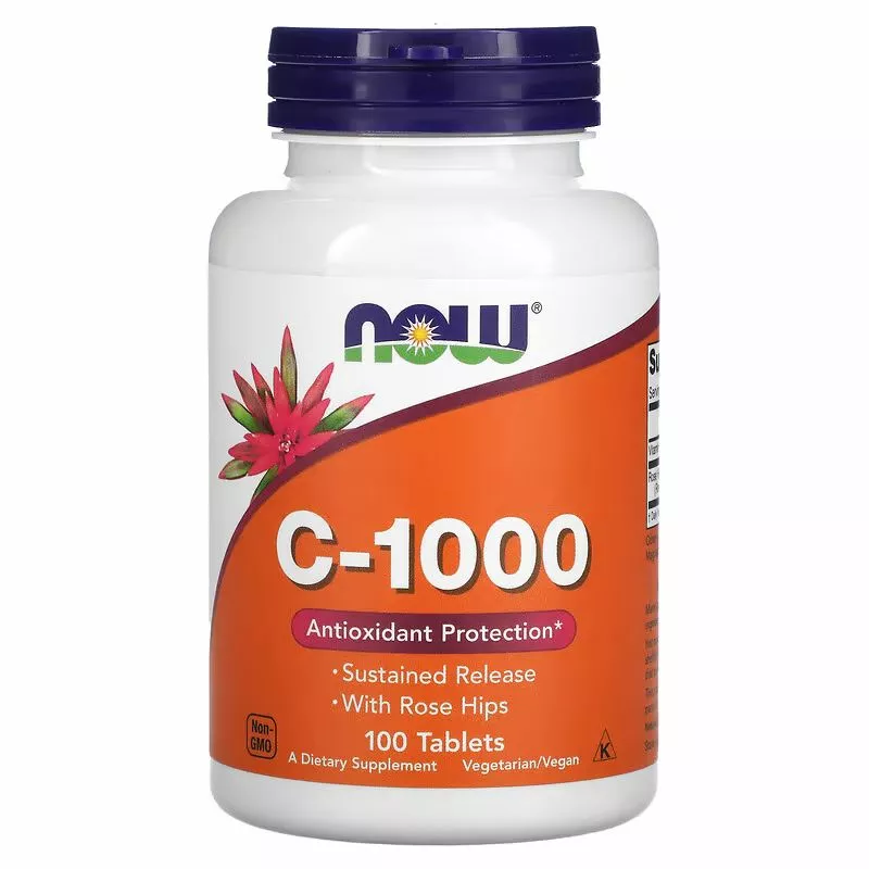 Now Foods Vitamin C 1000 mg, s šípky a bioflavonoidy, 100 tablet