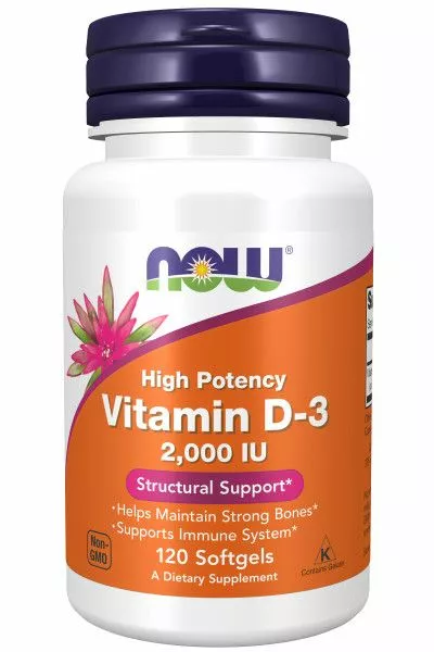 Now Foods Now Vitamin D3 2000 IU, 120 softgel kapslí