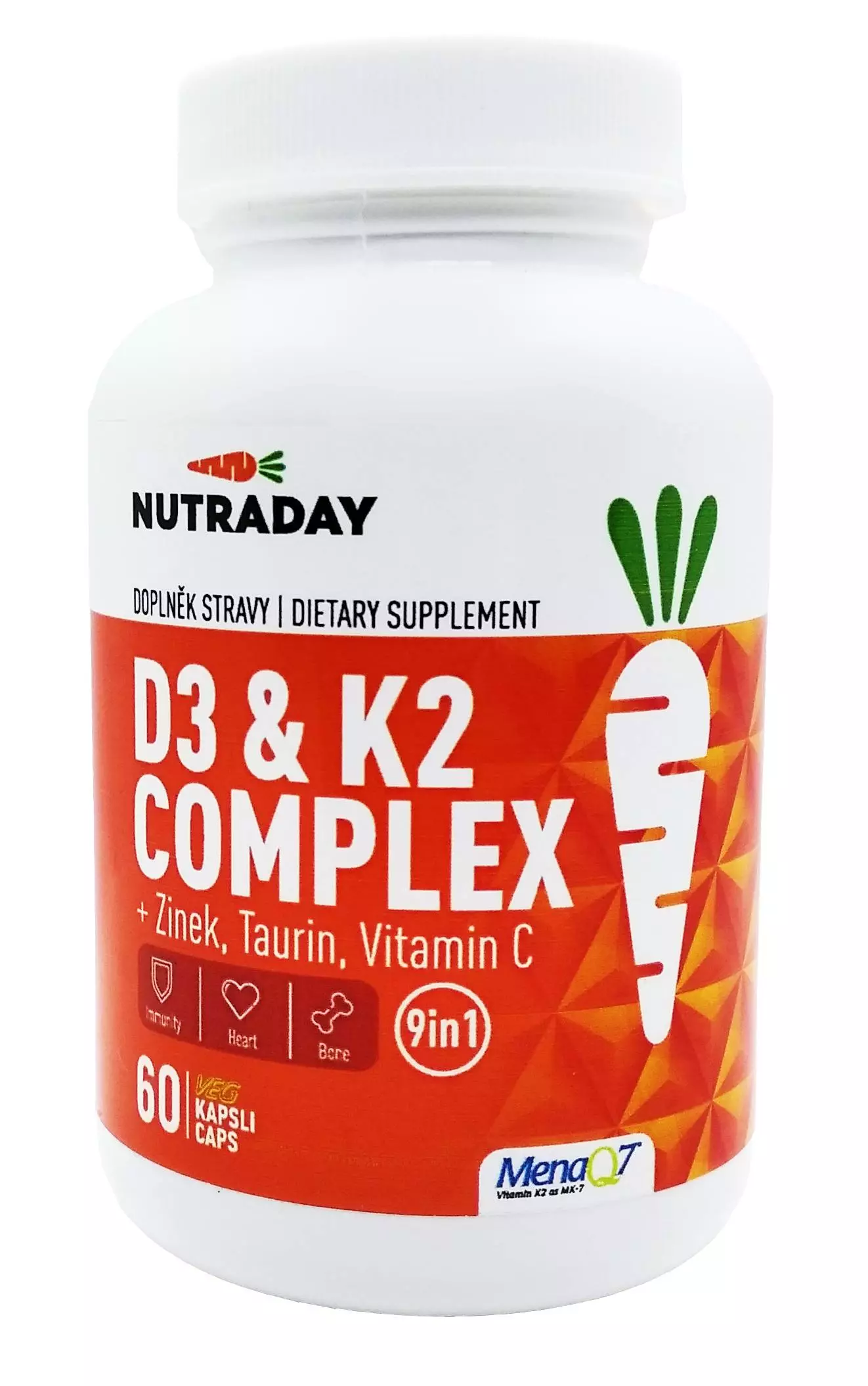 Nutraday D3 & K2 Complex (9v1), 60 rostlinných kapslí