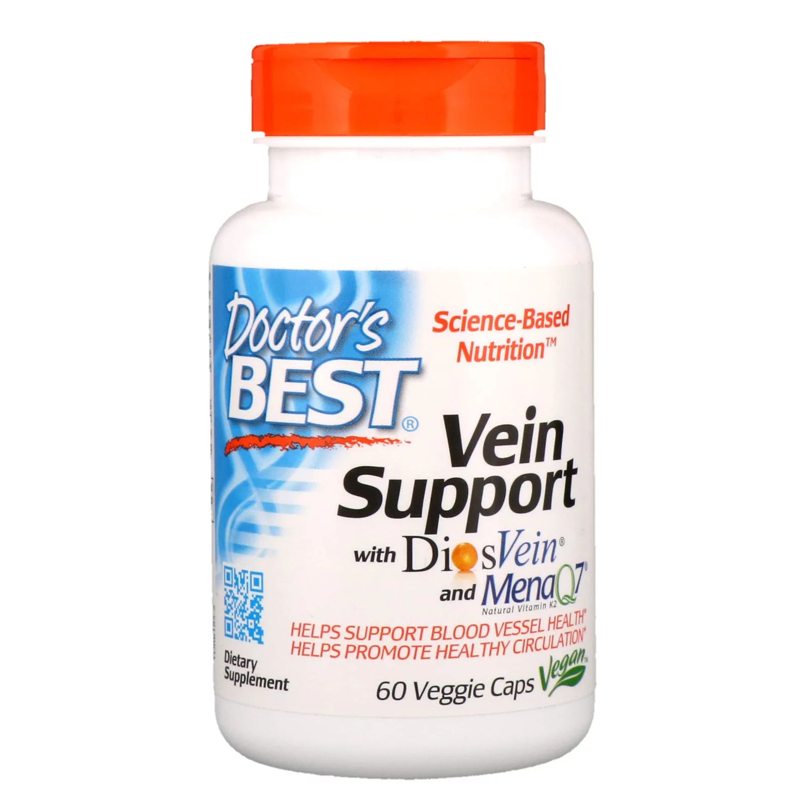 Doctor's Best Vein Support (hesperidin + diosmin), DiosVein a MenaQ7, 60 rostlinných kapslí