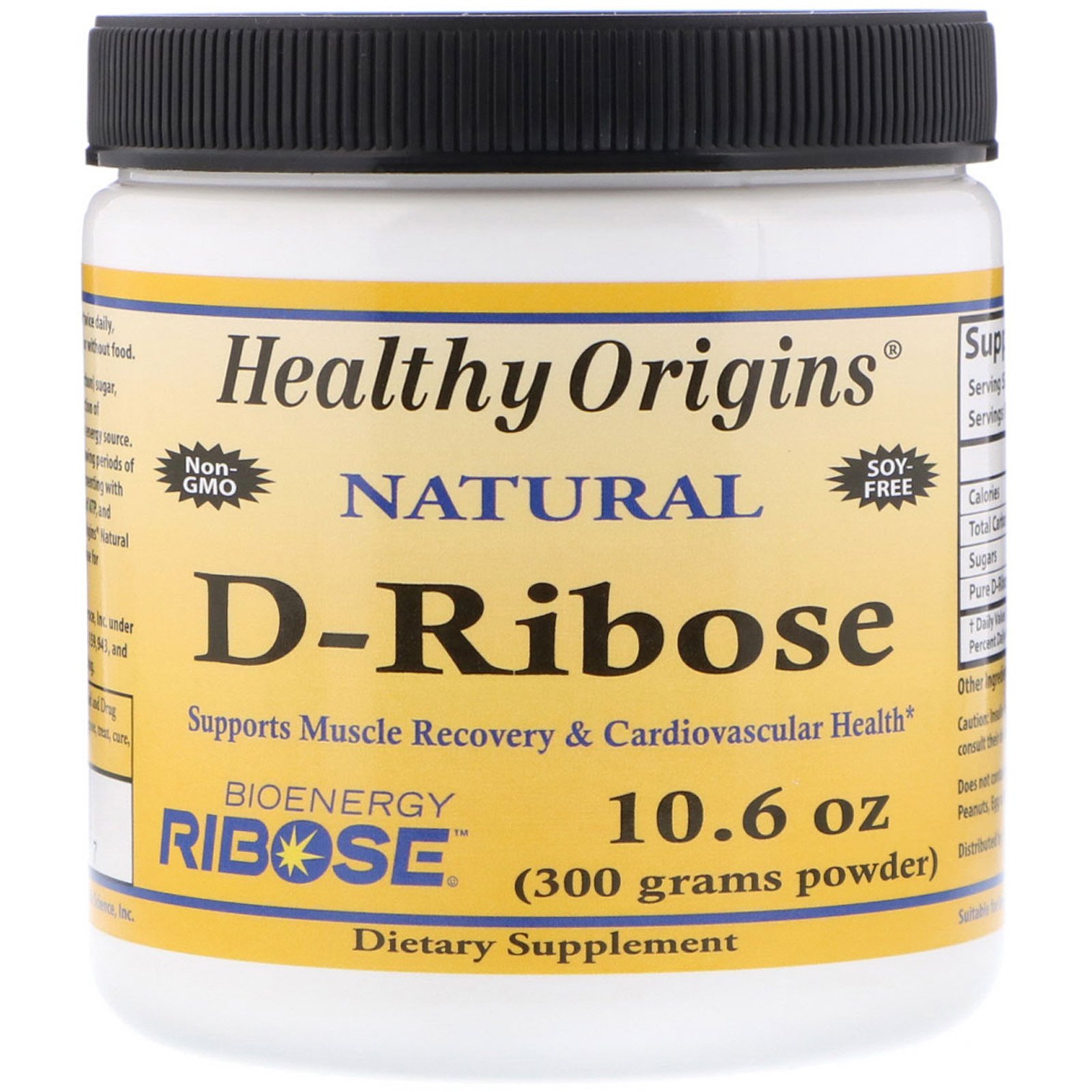 Healthy Origins Natural D-Ribose (d-ribóza) Bioenergy, prášek, 300 g