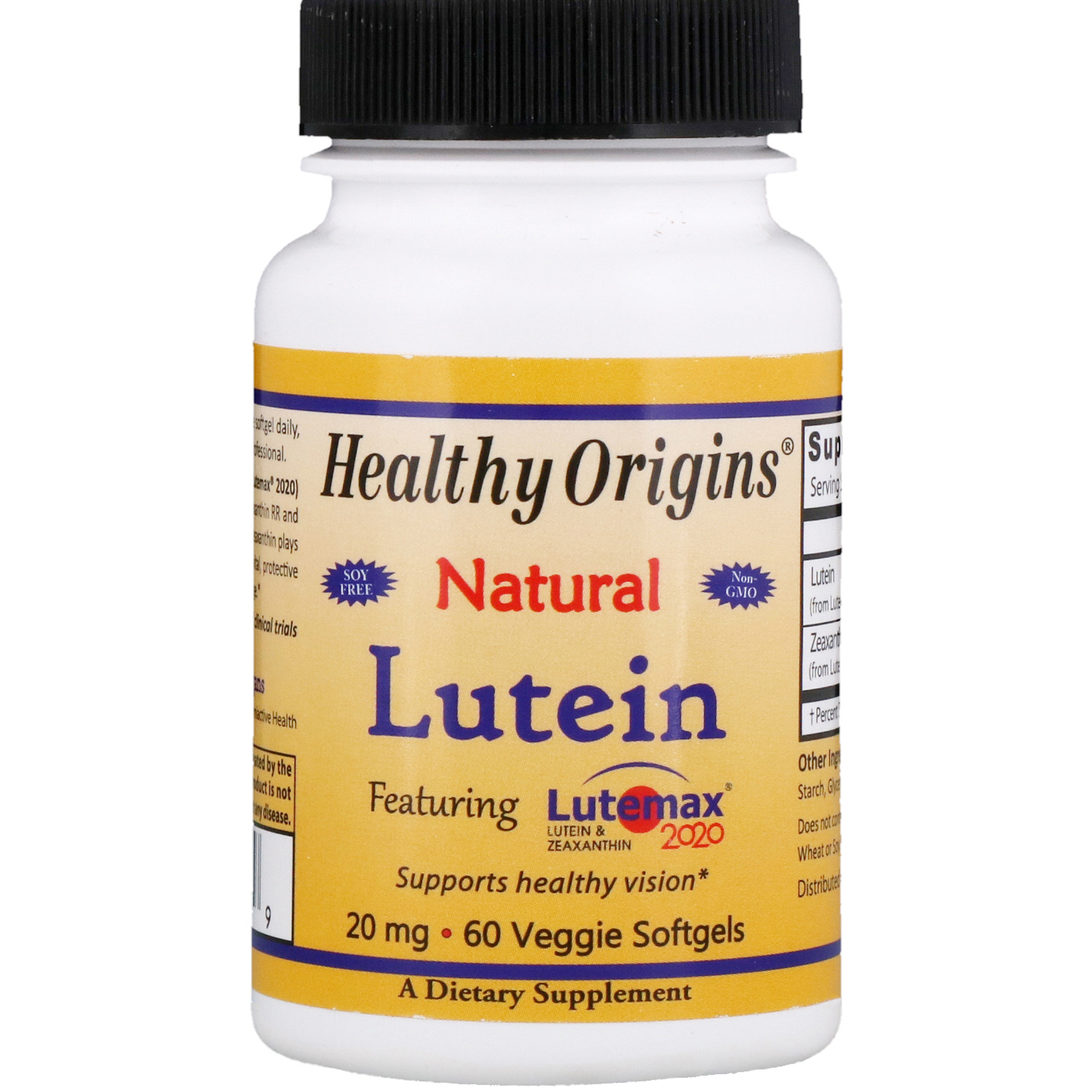 Healthy Origins Lutein (Lutemax) 20 mg + 4 mg zeaxanthin, 60 veg.softgel kapslí