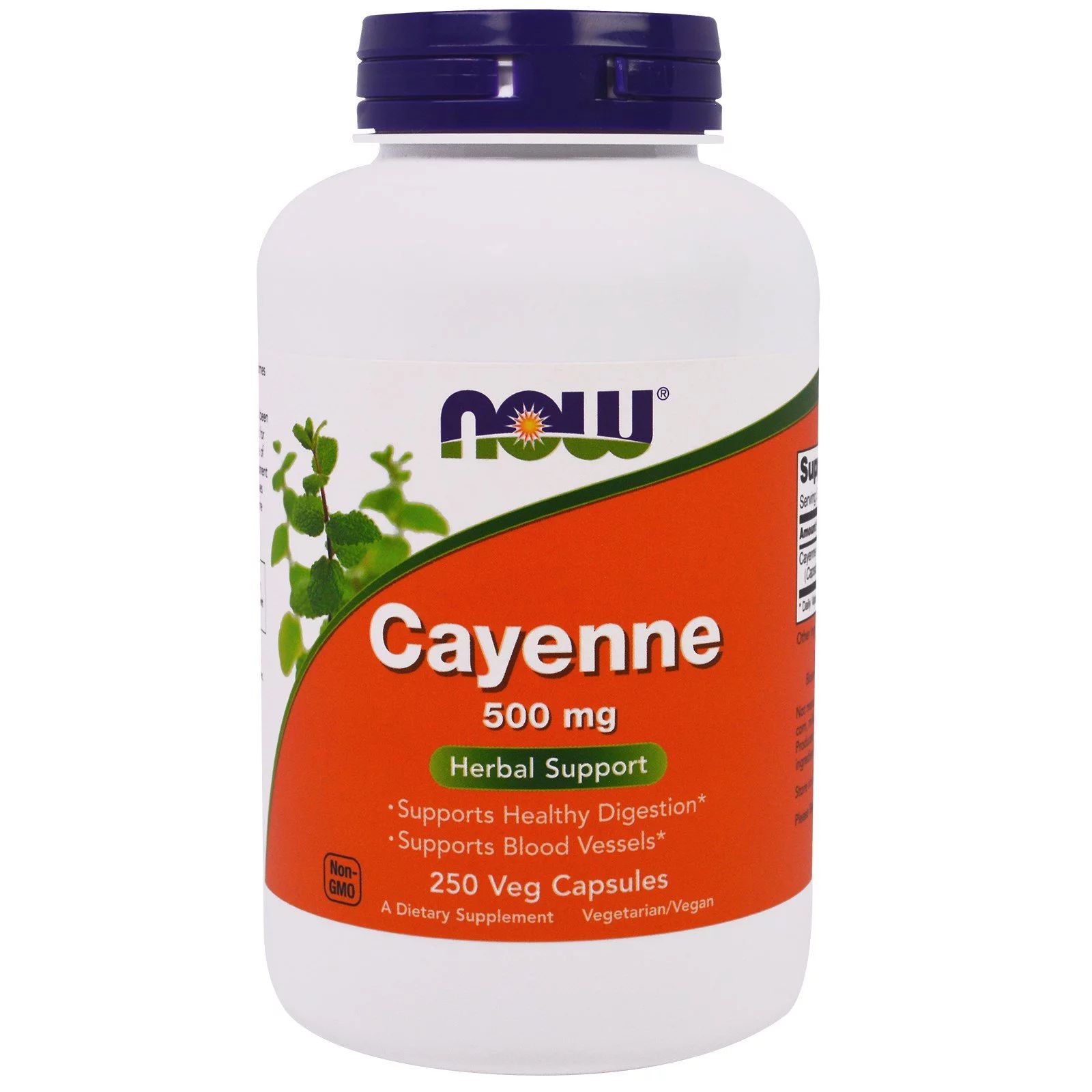Now Foods Cayenne (Kajenský pepř), 500 mg, 250 rostlinných kapslí