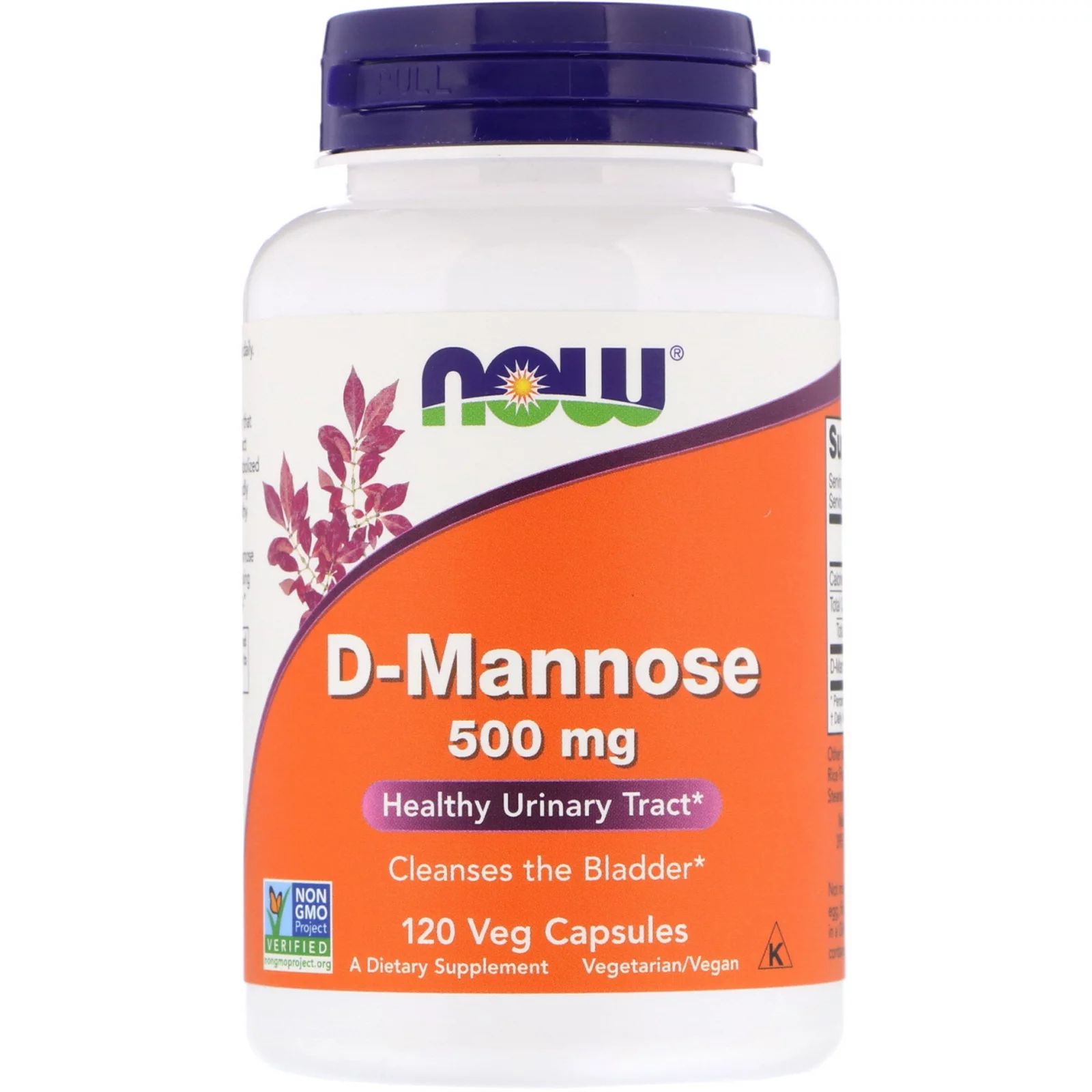 Now Foods D-Manóza 500 mg, 120 rostlinných kapslí