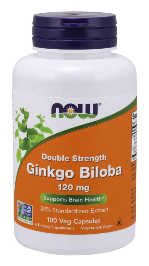 Now Foods Ginkgo biloba extrakt + Eleuterokok, 100 rostlinných kapslí