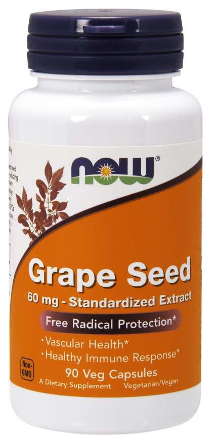 Now Foods Grape Seed Extract (90 % polyfenolů) 60 mg, 90 veg kapslí