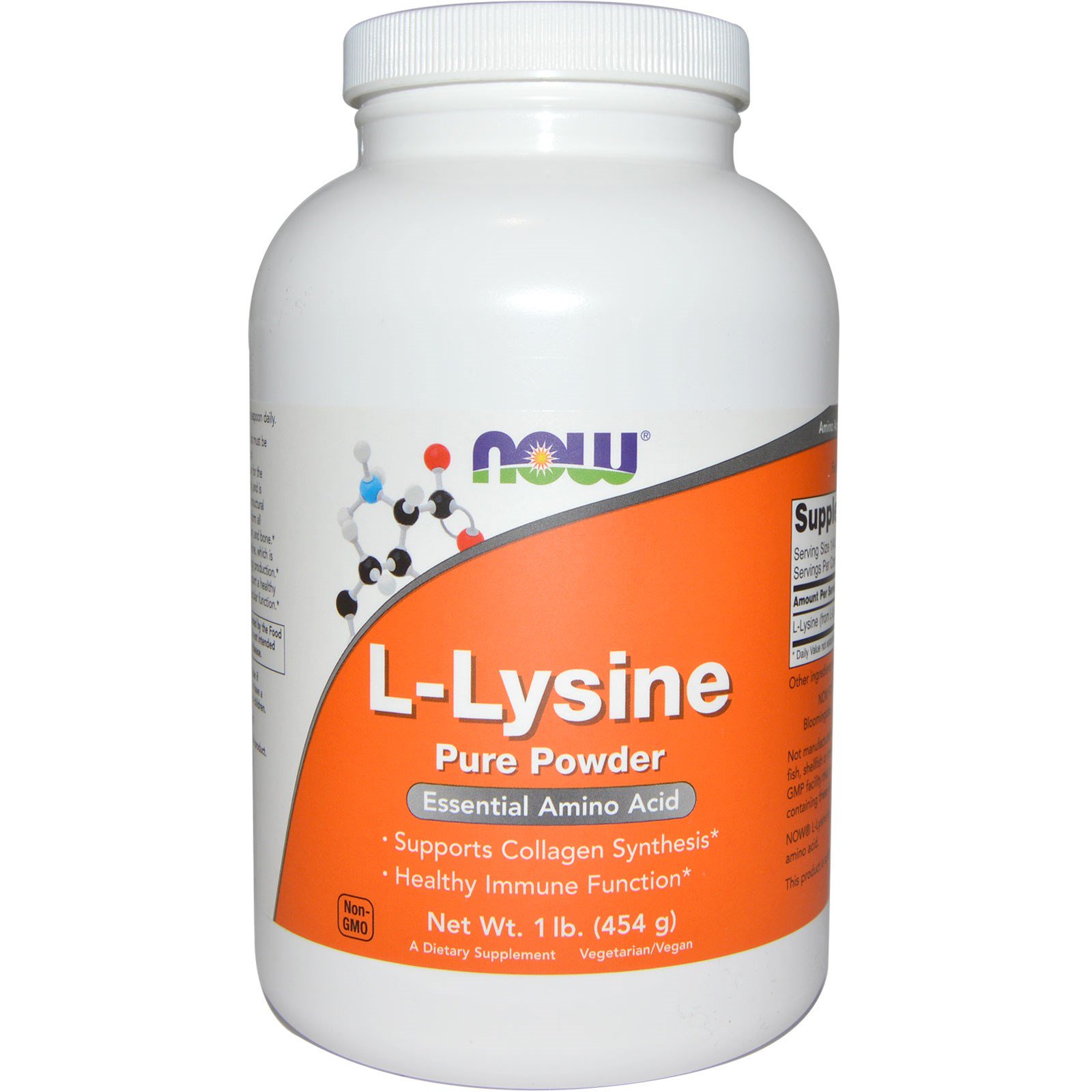 Now Foods L-Lysin, 454 g, čistý prášek