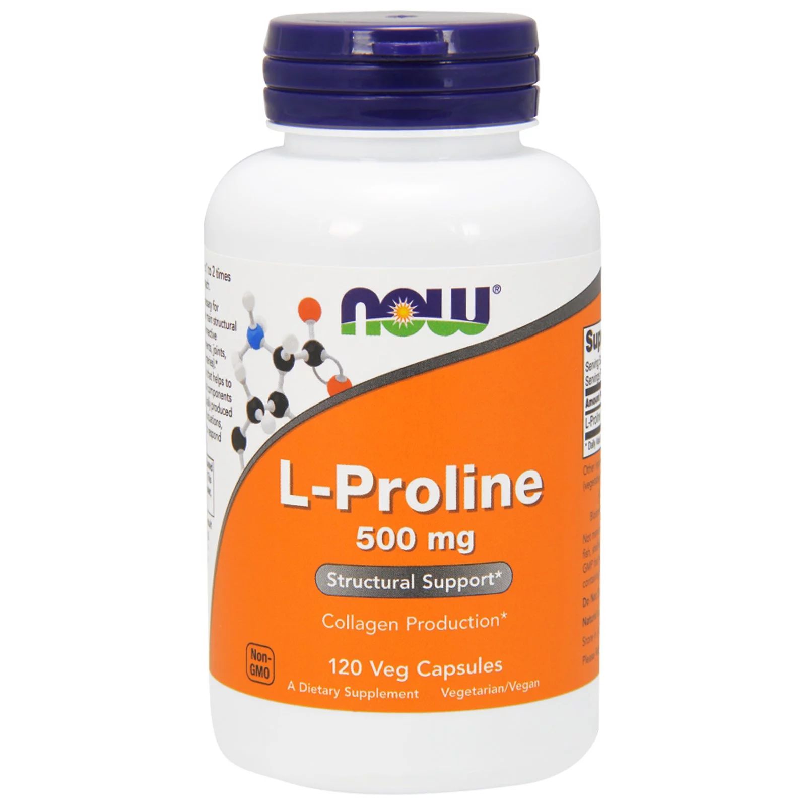 Now Foods L-Prolin 500 mg, 120 rostlinných kapslí