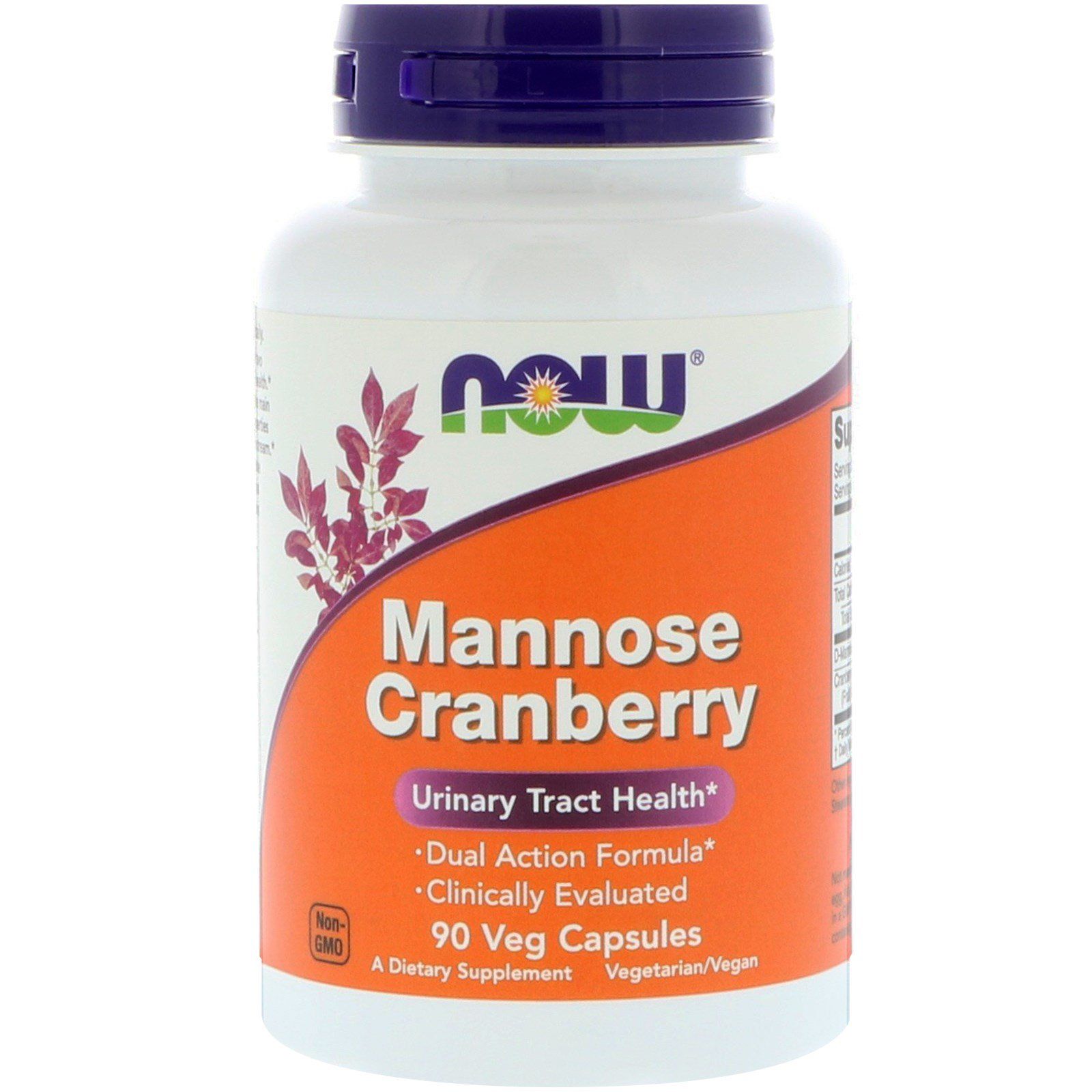 Now Foods Mannose Cranberry (D-manóza + klikva), 90 rostlinných kapslí