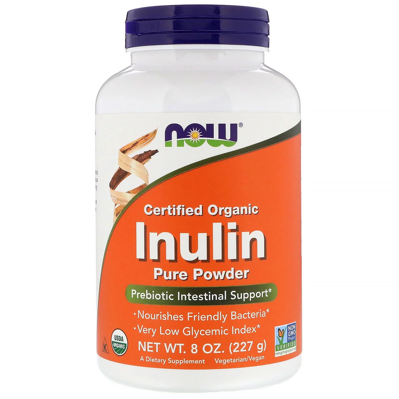 Now Foods Organický Inulin FOS, čistý prášek, 227 g