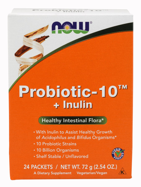 Now Foods Probiotic-10 + Inulin, 24 sáčků