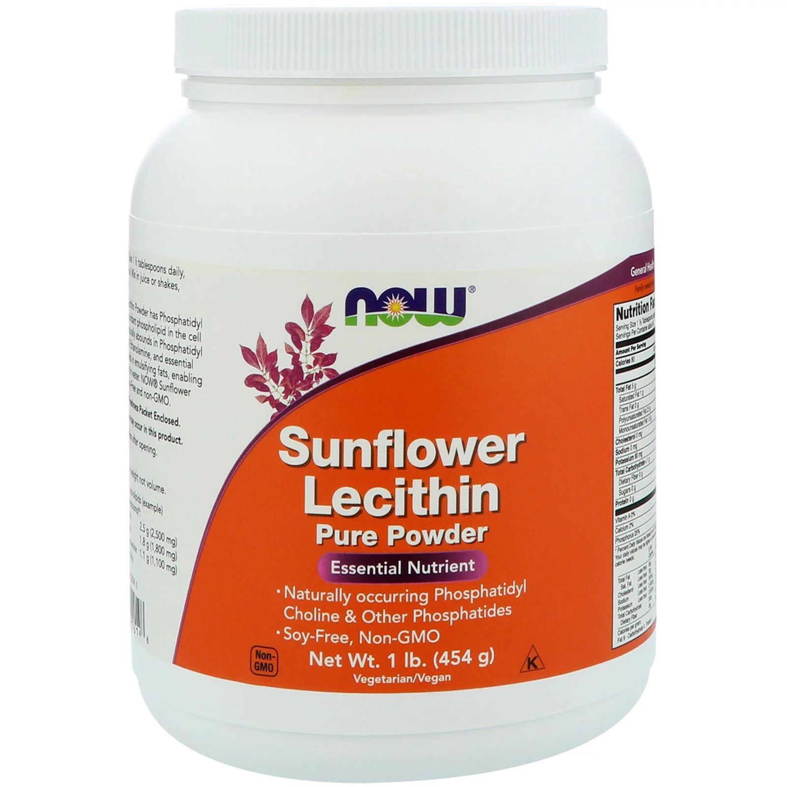 Now Foods Sunflower Lecithin (slunečnicový lecitin), prášek, 454 g