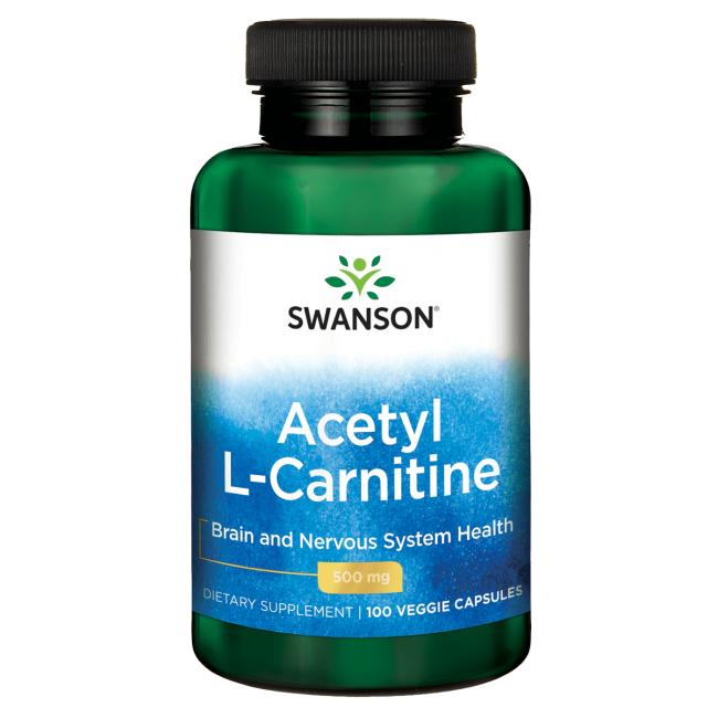Now Foods Swanson Acetyl L-Carnitine 500 mg, 100 rostlinných kapslí