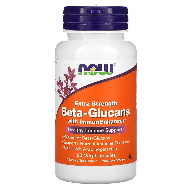 Now Foods NOW Foods, Beta-Glucans, with ImmunEnhancer, Extra Strength, 250 mg, 60 rostlinných kapslí