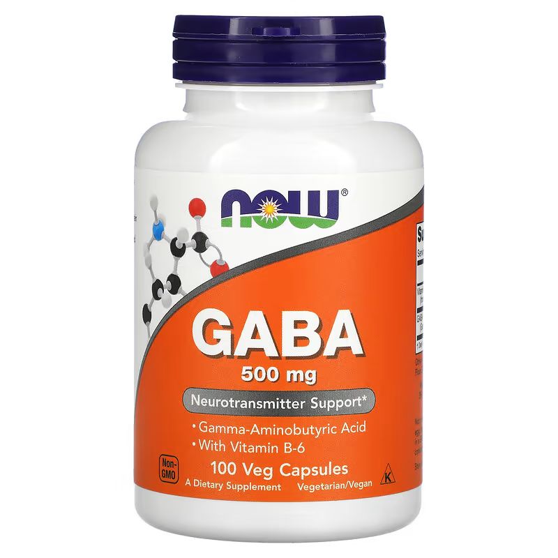 Now Foods NOW GABA, 500mg, s vitamínem B6, 100 rostlinných kapslí