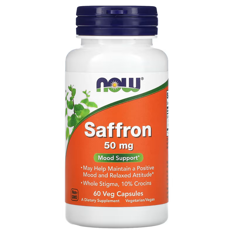Now Foods Saffron (šafrán), 60 rostlinných kapslí