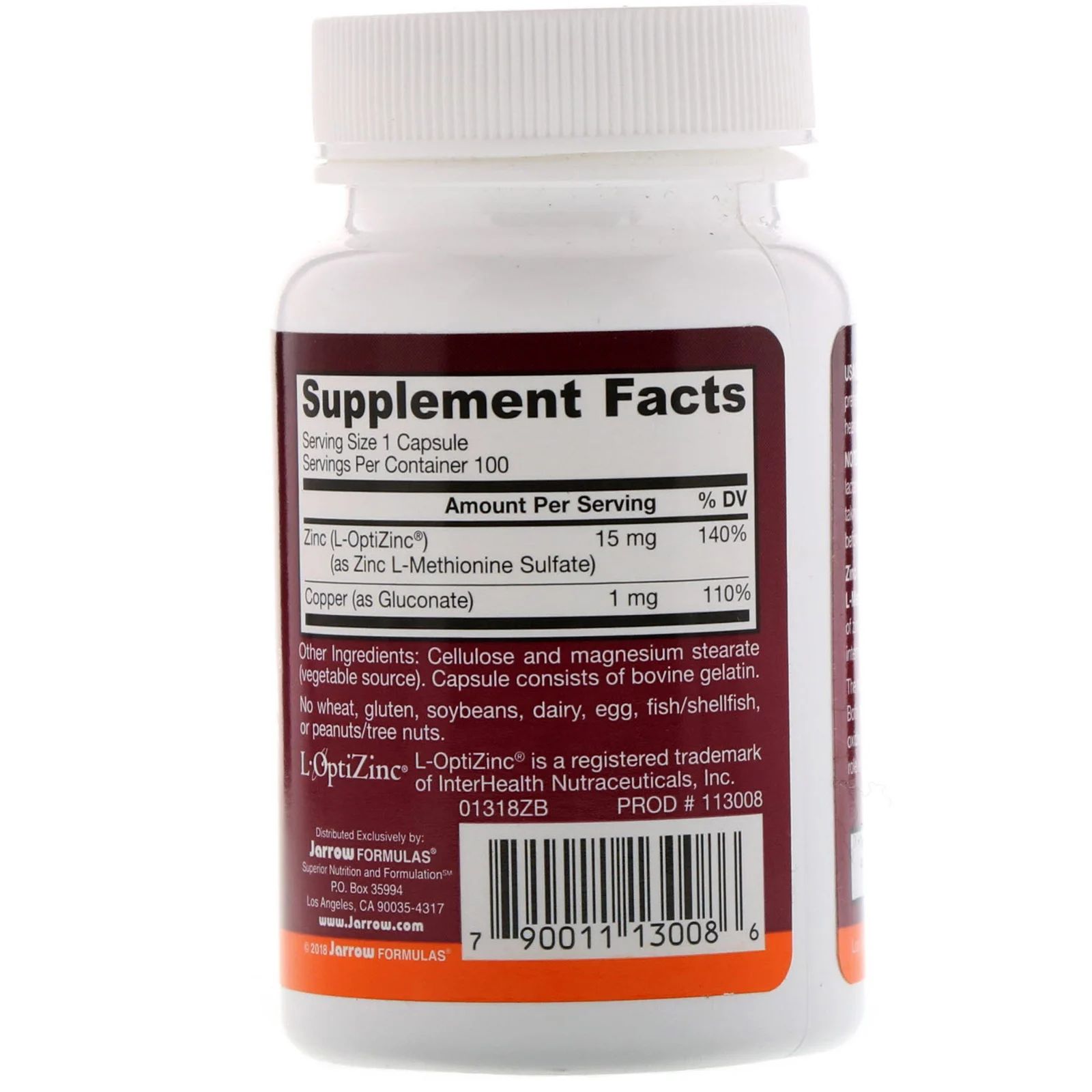 Jarrow Formulas Zinc Balance (LOptiZinc), 100 kapslí