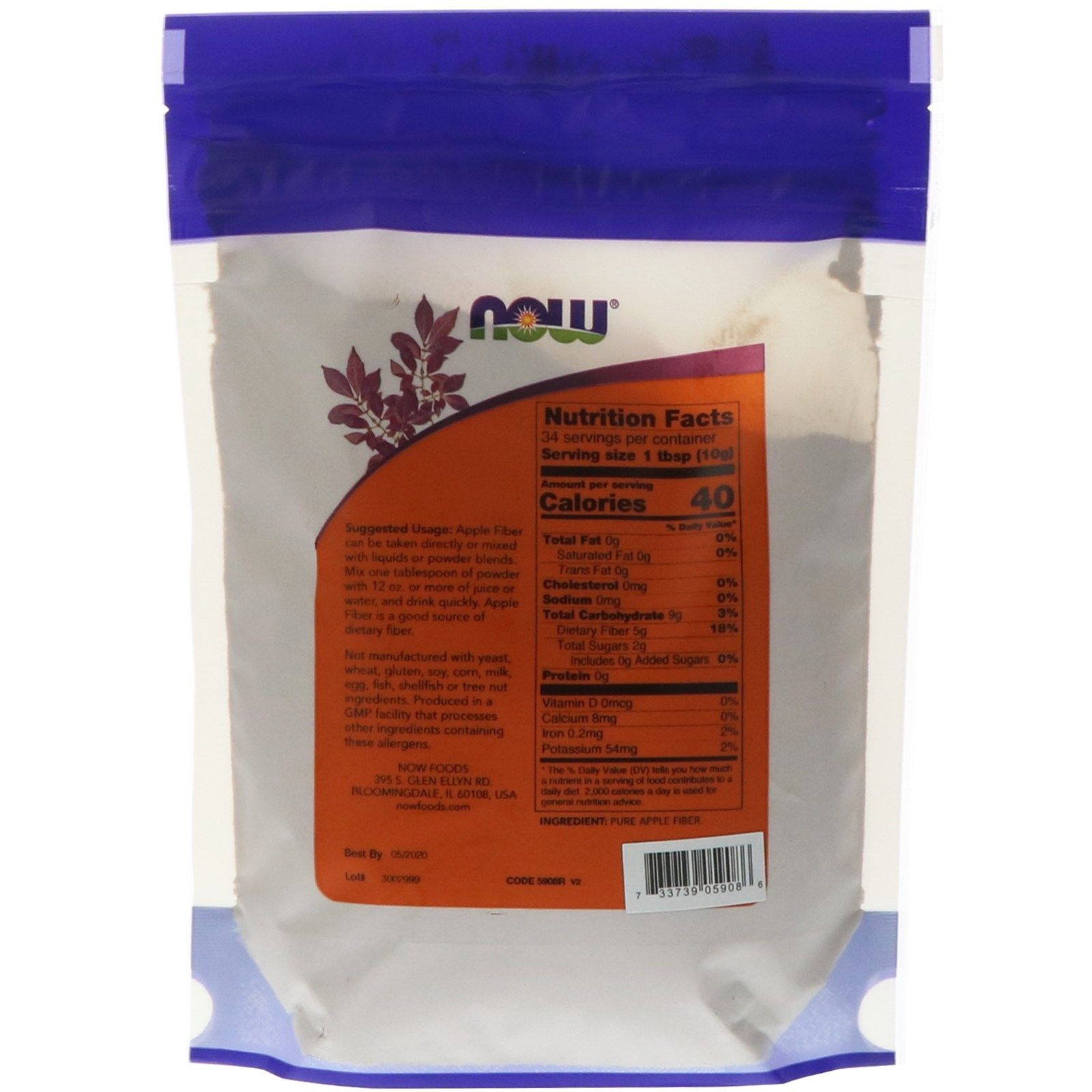 Now Foods Pure Apple Fiber (jablečná vláknina) 340 g