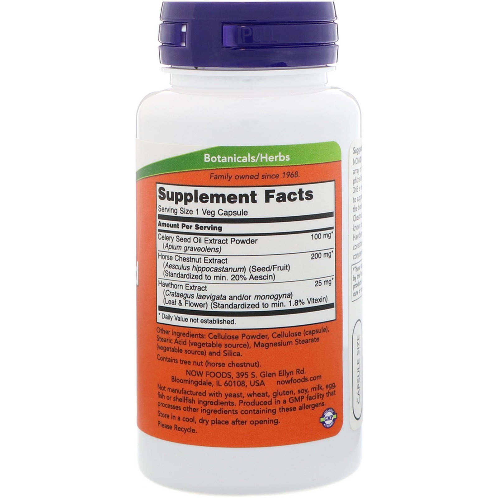 Now Foods Celery Seed Extract + Horse Chestnut + Hawthorn, 60