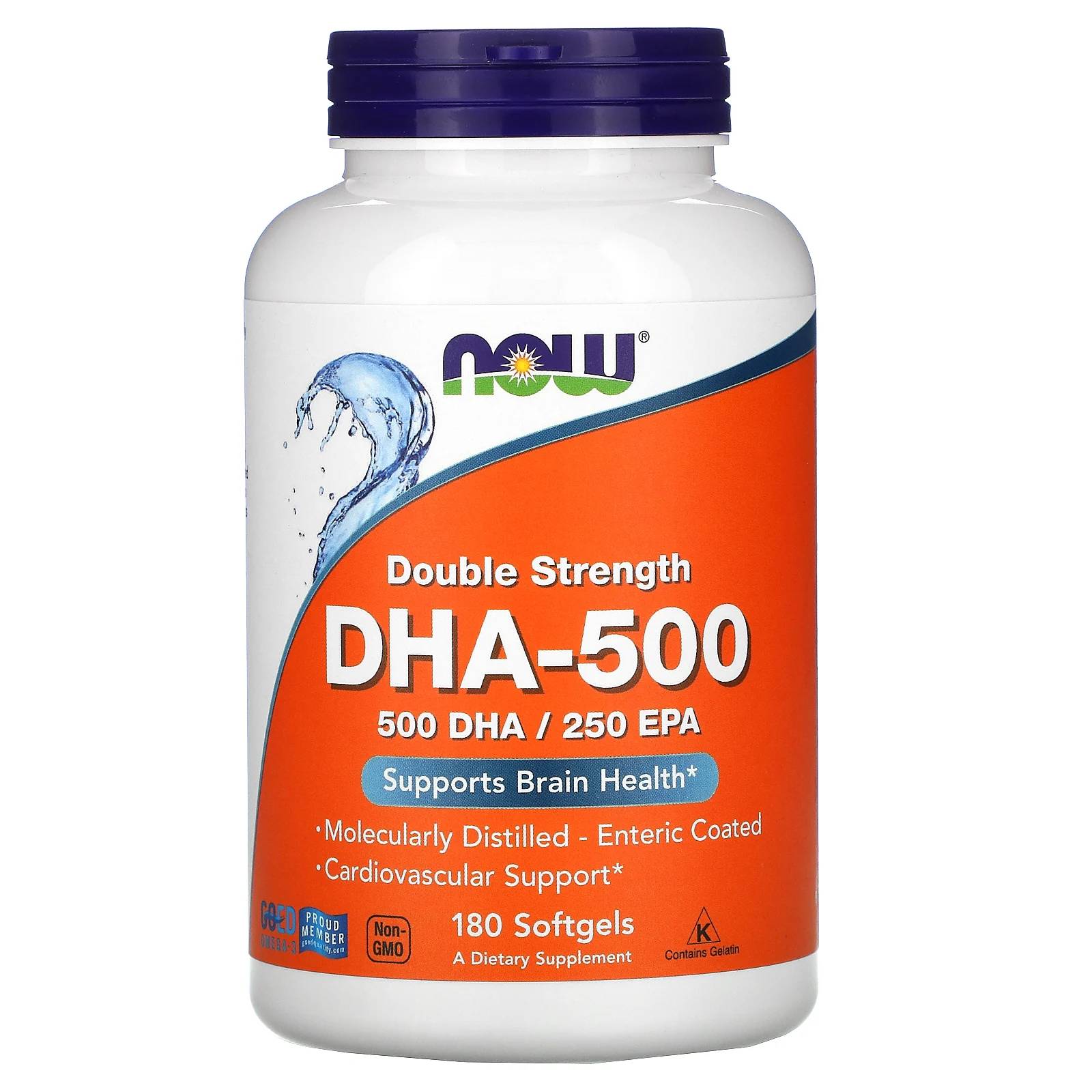 Now Foods DHA 500 mg / EPA 250 mg, 180 softgel kapslí