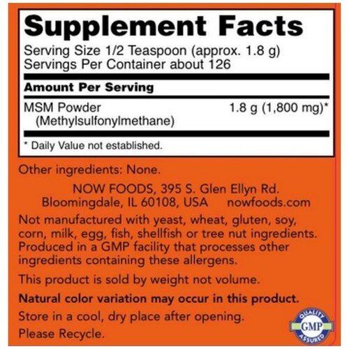 Now Foods MSM čistý prášek, 227 g