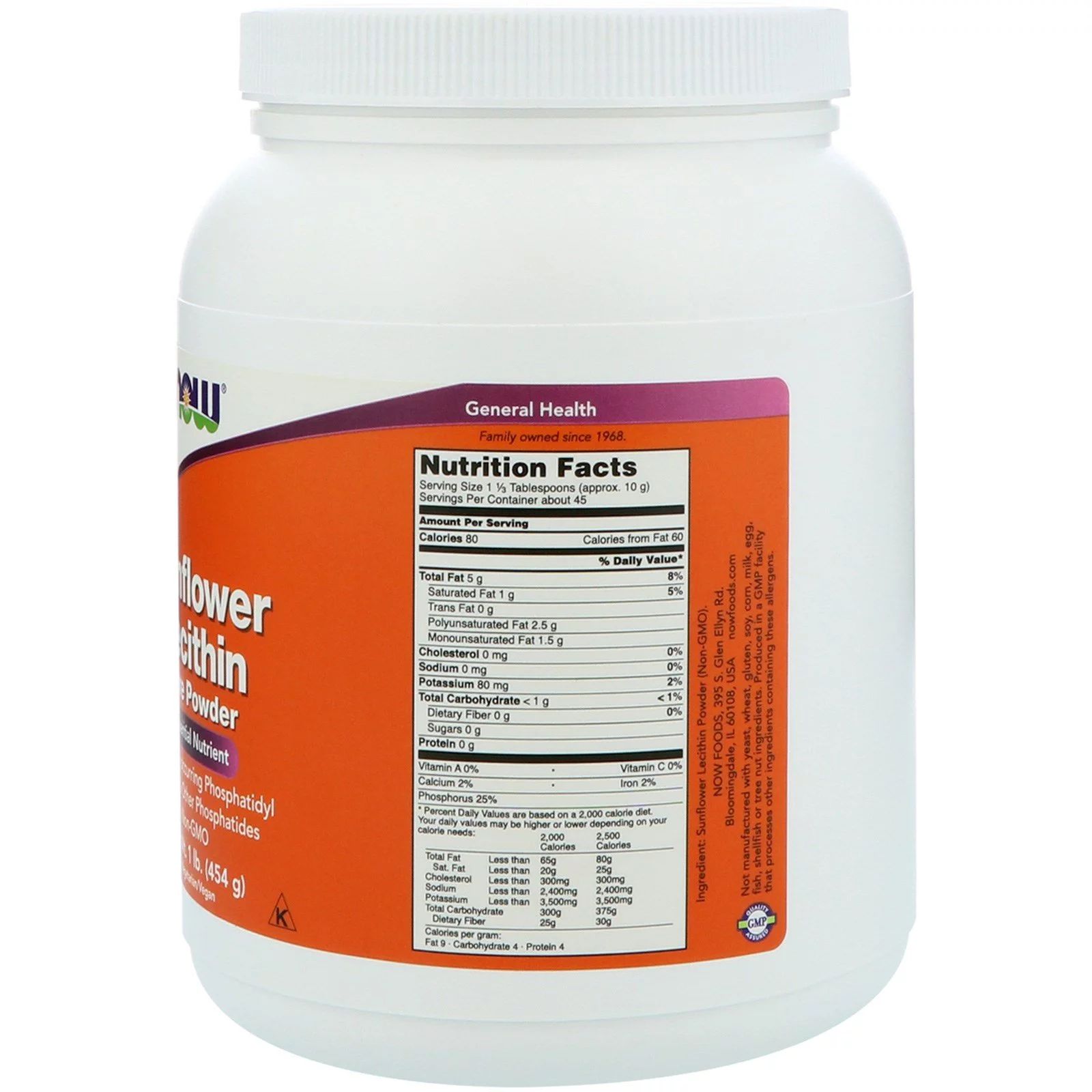 Now Foods Sunflower Lecithin (slunečnicový lecitin), prášek, 454 g