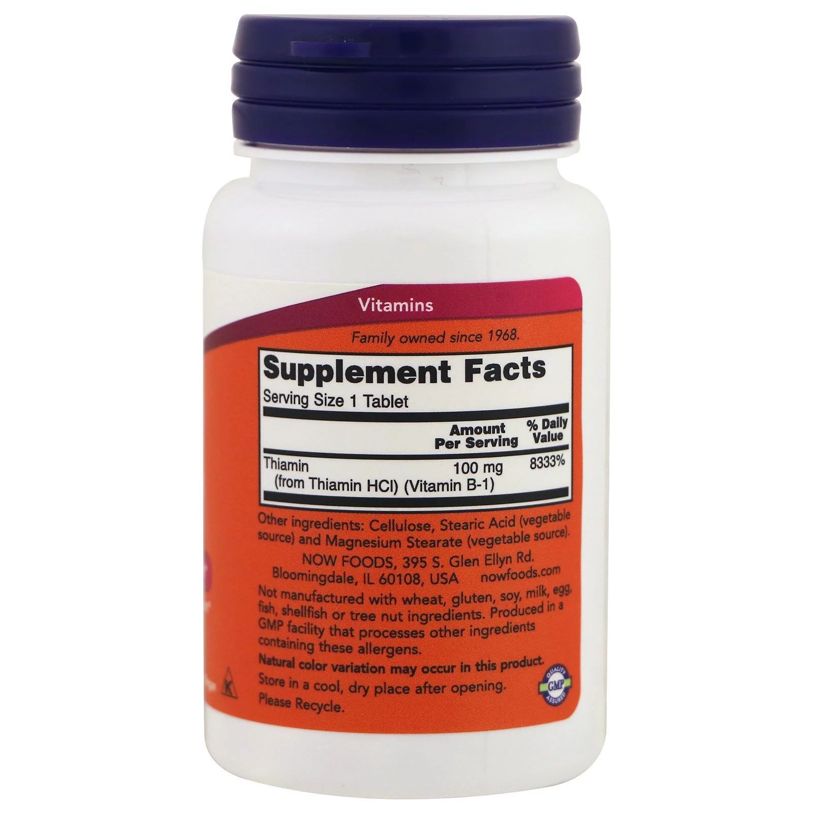Now Foods Vitamin B1, 100 mg, 100 tablet