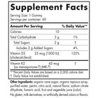 Nordic Naturals, Vitamin D3 + K2 Gummies, příchuť Granátové jablko, 60 gumových bonbonů, složení