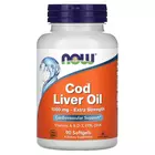 NOW Foods, Cod Liver Oil (olej z tresčích jater), Extra Strength, 1,000 mg, 90 softgel kapslí