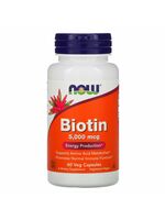 Now Foods Biotin 5000 mcg, 60 rostlinných kapslí
