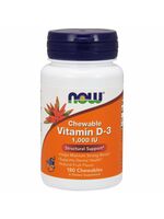 Now Foods Chewable Vitamin D3, 1000 IU, Natural Fruit flavour, 180 žvýkacích tablet