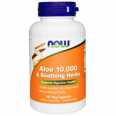 Now Foods Aloe Vera 10000 mg + Soothing herbs, 90 rostlinných kapslí
