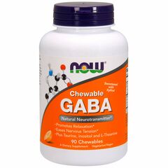 Now Foods, Chewable GABA, Přírodní pomerančová příchuť, 90 žvýkacích tablet