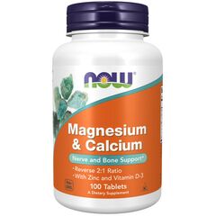 Now Foods, Magnesium & Calcium, Vitamin D3 + Zinek, 100 tablet