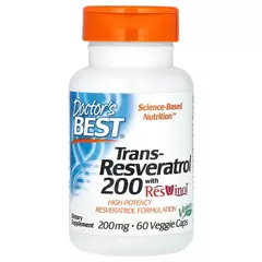 Doctor's Best, Trans-Resveratrol 200 s Resvinolem, 60 vegetariánských kapslí