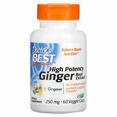 Doctor's Best, High Potency Ginger Root Extract, 250 mg, 60 rostlinných kapslí