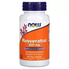 NOW Foods, Resveratrol 200 mg 60 rostlinných kapslíNOW Foods, Resveratrol 200 mg 60 rostlinných kapslí
