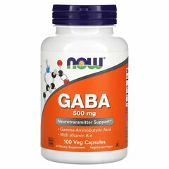 NOW Foods, GABA s vitamínem B6, 500 mg, 100 rostlinných kapslí