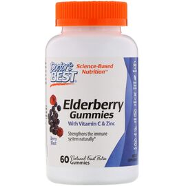 Doctor’s Best Elderberry Gummies, s Vitamínem C, Zinkem a Černý bez, 60 gumových medvídků