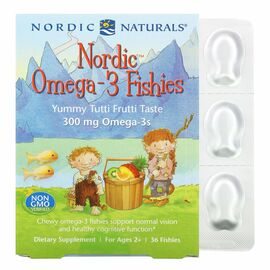 Nordic Naturals, Omega-3 Fishies, svěží Tutti Frutti chuť, 300 mg, 36 gumových rybiček