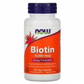 Now Foods Biotin 5000 mcg, 60 rostlinných kapslí