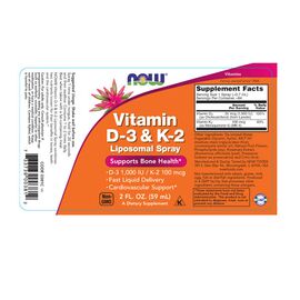Now Foods Vitamin D3 & K2 MK-4, Liposomální sprej, 59 ml, složení