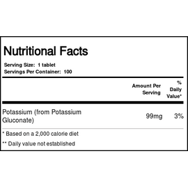 Now Foods Draslík (Potassium Gluconate) 99mg, 100 tablet, složení